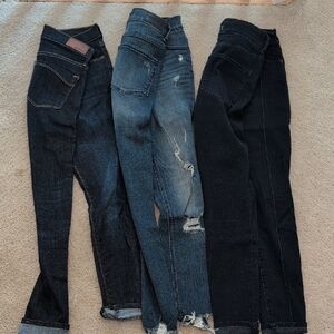 Express Women's Black and Distressed Blue Skinny Jeans